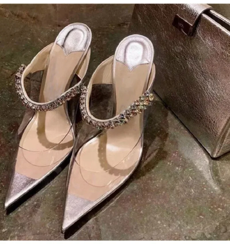 Eilyken уличный стиль прозрачные женские тапочки из ПВХ с острым носком