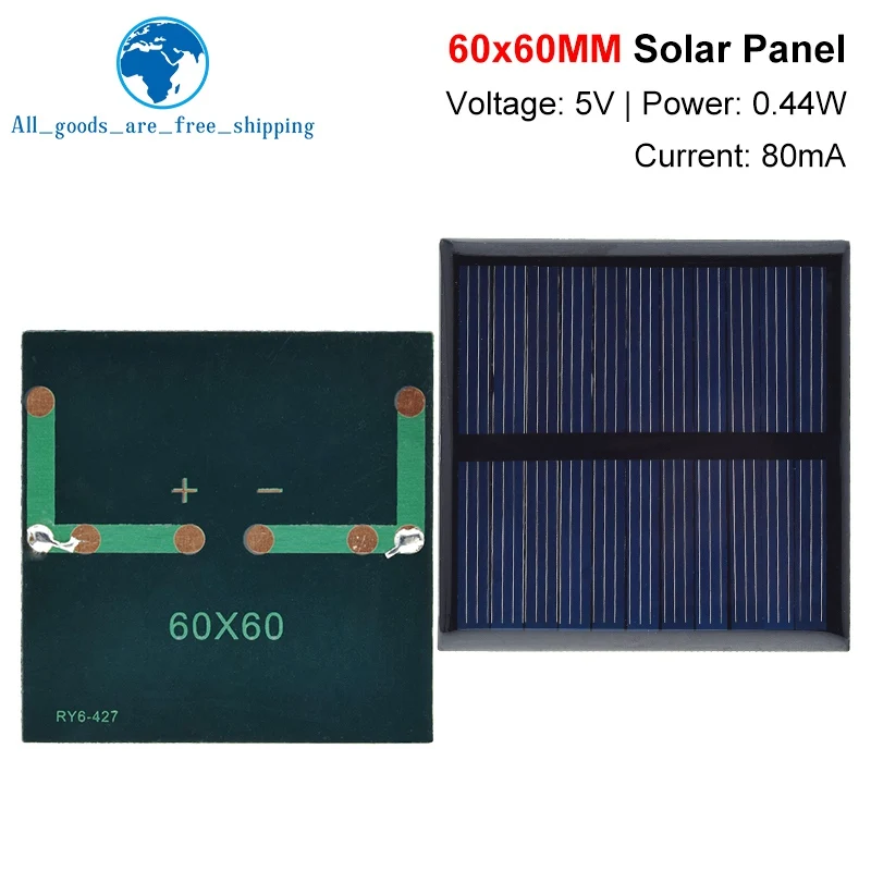 1PCS 60mm Solar Panel 5.5v 80ma 0.44W Mini Solar System DIY For Battery Cell Phone Chargers