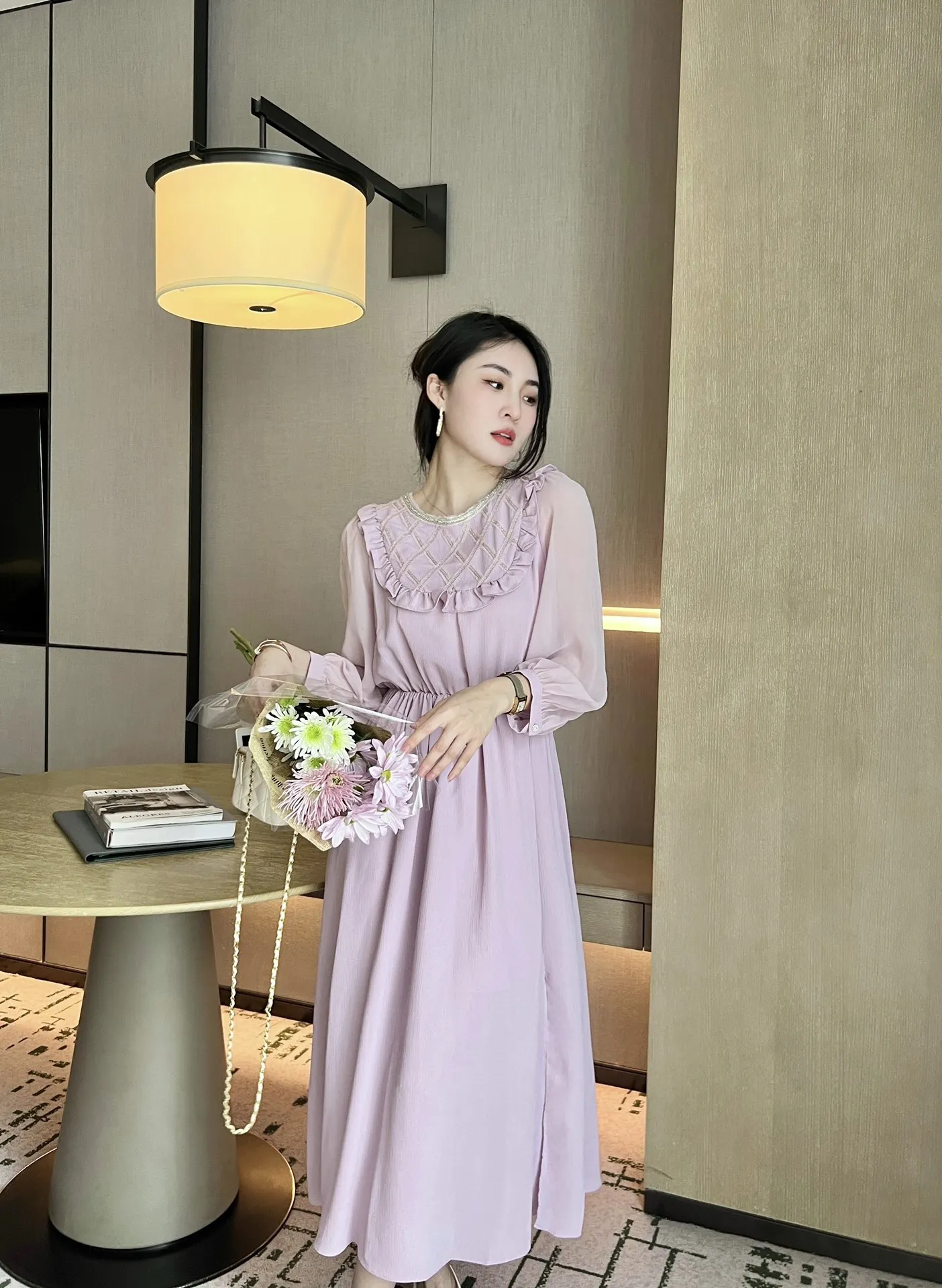 

2023 ранняя Весенняя мода, новая женская одежда, платье с волнистой каймой 0228