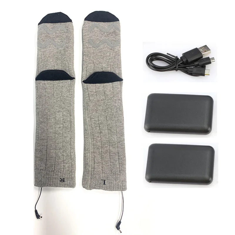 1 Pair Heated Socks Unisex 4000Mah Rechargeable Battery 3 Heat Settings Thermal Winter Warm Sock With 2 Power Bank Free Shipping images - 6
