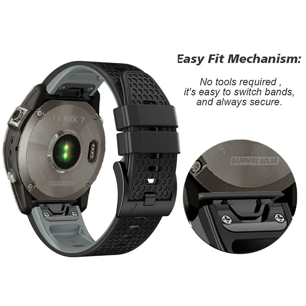 QuickFit 26 мм 22 ремешок для часов Garmin Fenix E 8 47 51 7 7X 6 6X Pro 5 5X/Epix Marq Gen 2 двухцветный