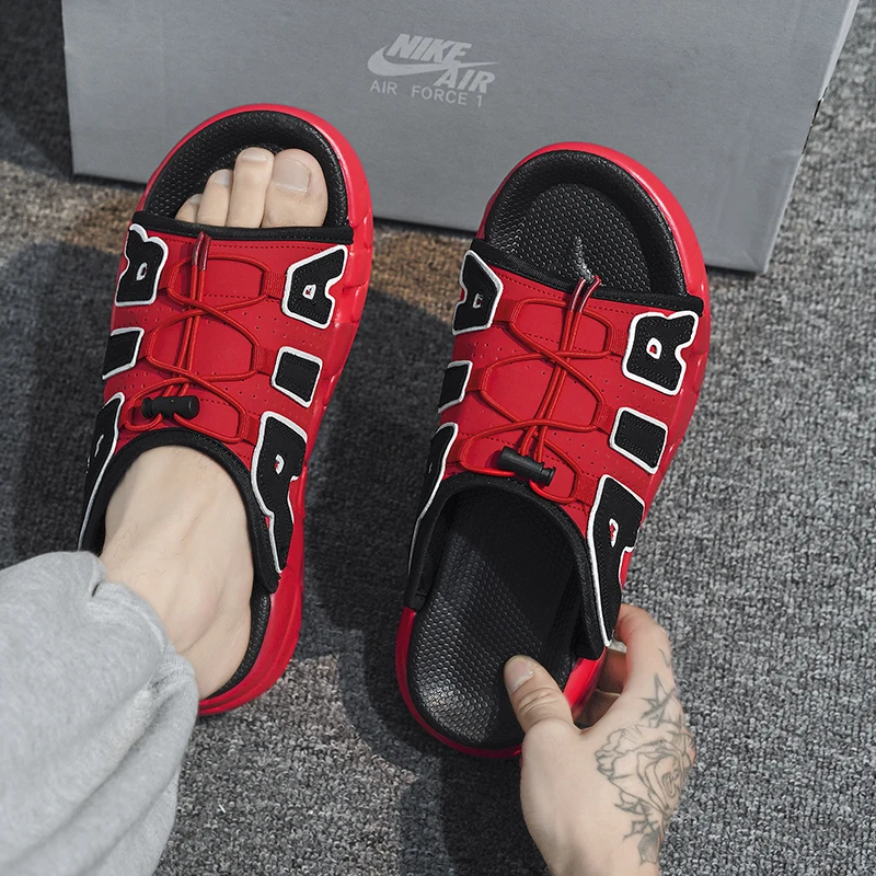 Мужские Нескользящие Боковые Шлепанцы Летняя Пляжная Повседневная Обувь