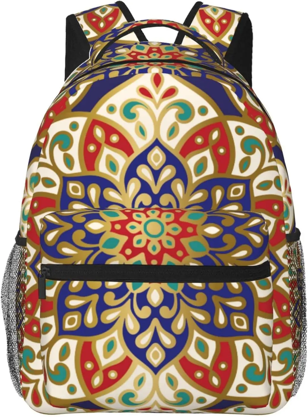 

Indian Boho Blue and Red Mandala Flower Lightweight Laptop Backpack for Women Men College Bookbag Casual Daypack Travel Bag