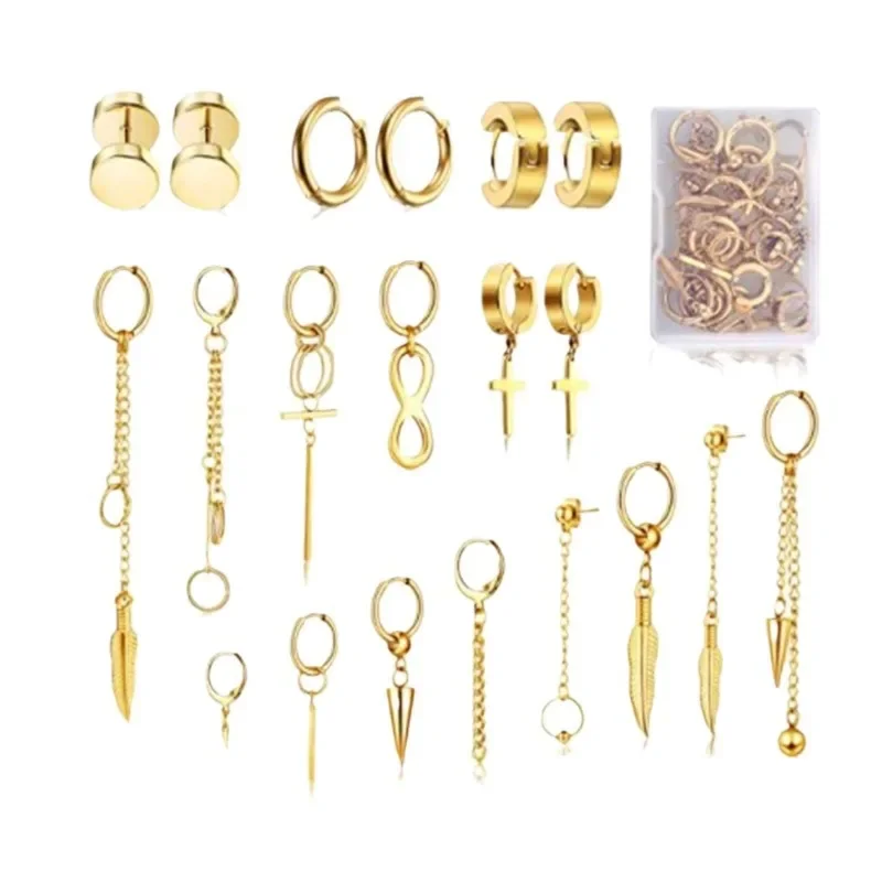20-компонентный комплект серег-колец BTS из титановой стали универсальные серьги