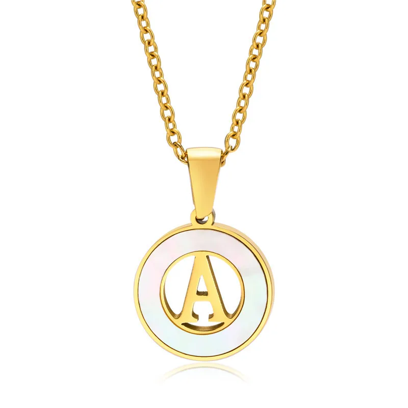 

LETAPI High Quality 316L Stainless Steel 26 letters A-Z Shell Rhinestone Necklaces For Women Wedding Jewelry Gifts