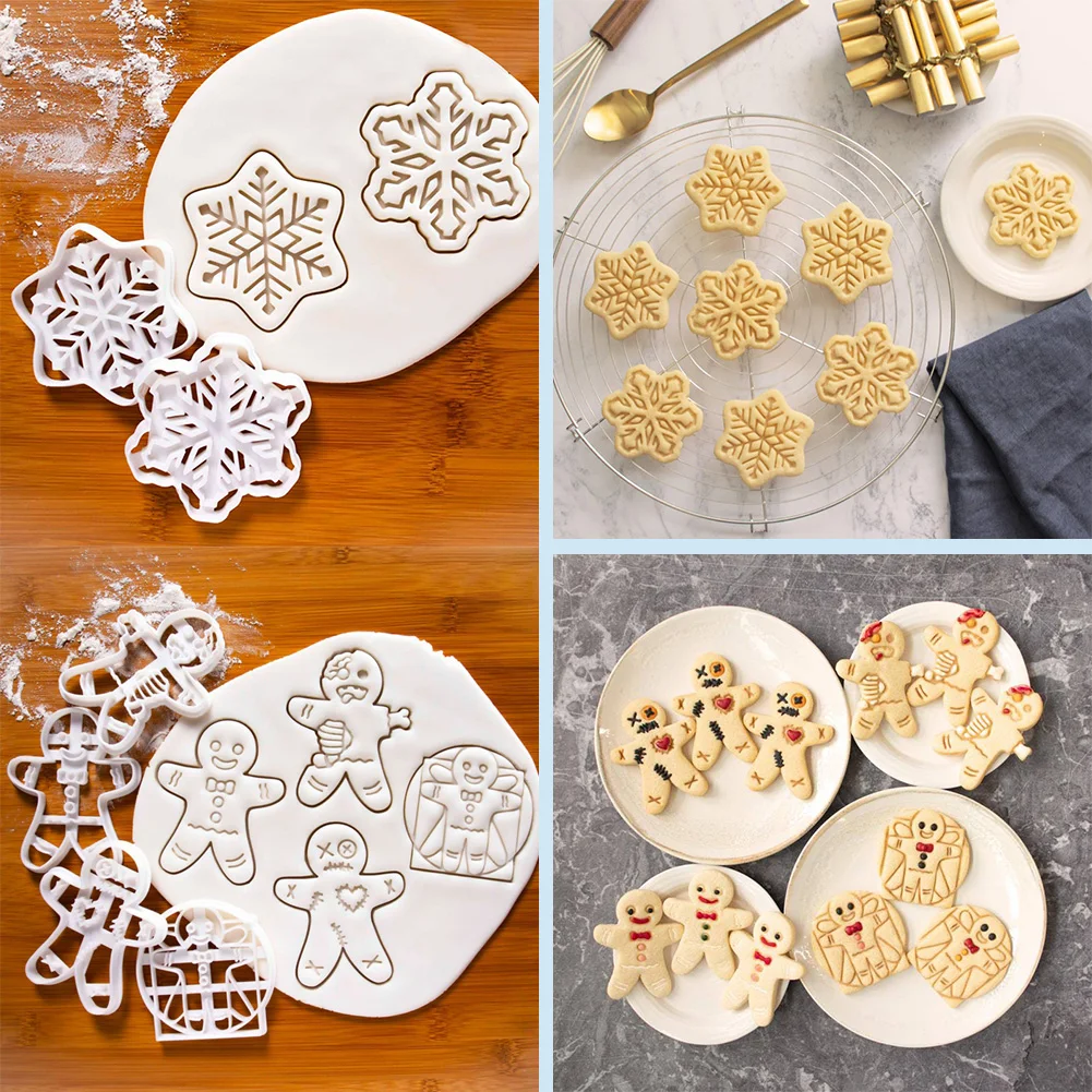 

1 Pcs Christmas Biscuit Mold Snowflake Gingerbread Man Cute Pattern Cookie Cutter Fondant Sugarcraft Baking Tools 2022 New