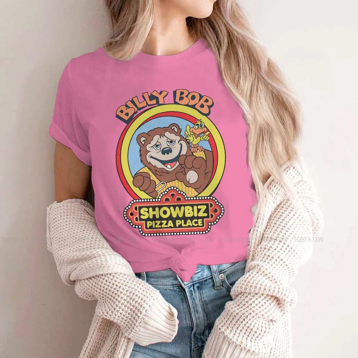 

Chuck E Cheese Dining Room TShirt for Woman Girl 4XL Showbiz Pizza Billy Bob Basic Summer Tee T Shirt Novelty Loose