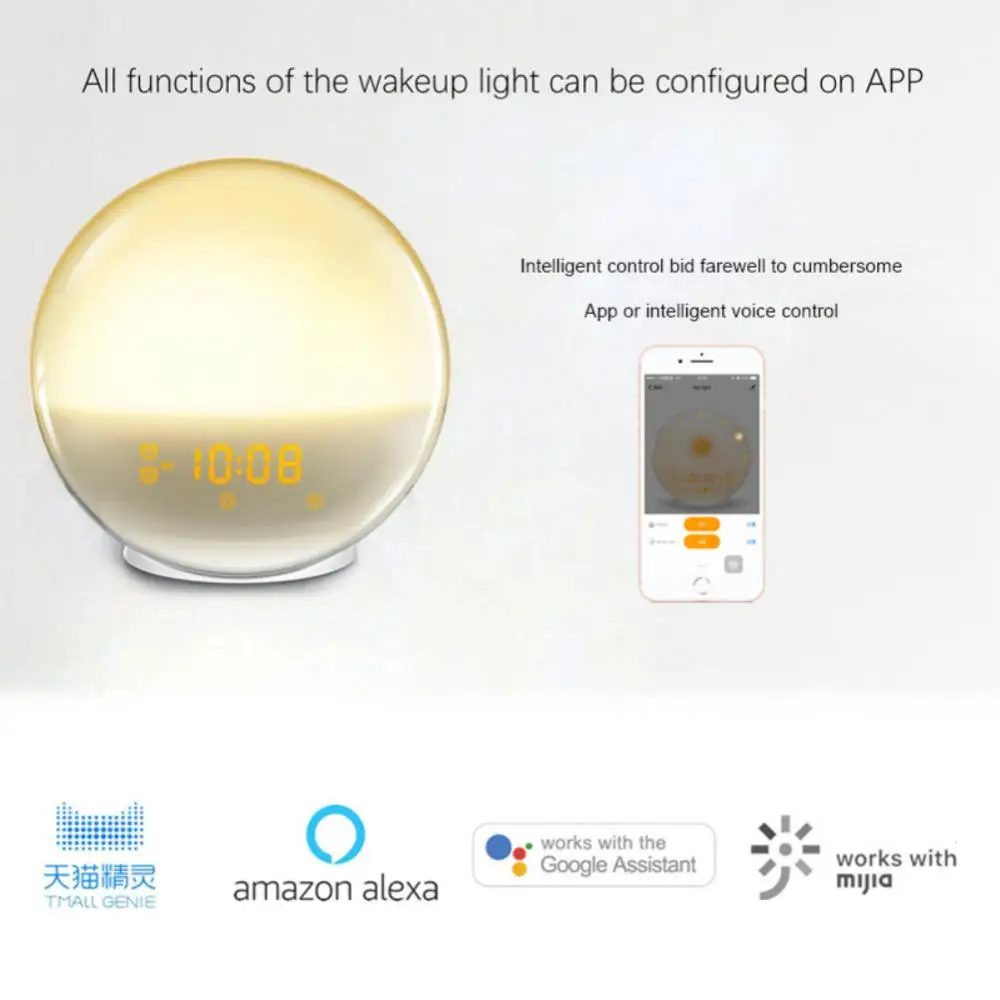 

Beside Night Lamp Sleep Aid Colorful Bedroom Multifunctional Nature Wake Up Light Snooze Digital Alarm Clock Sunrise Simulation