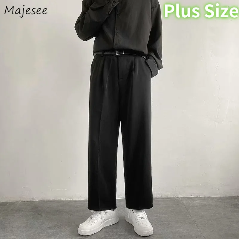 

Men Black Casual Pants Strait Ankle-lent Wide Le Drape Streetwear Loose Mens Trousers Plus Size S-3XL New Autumn Pantalones