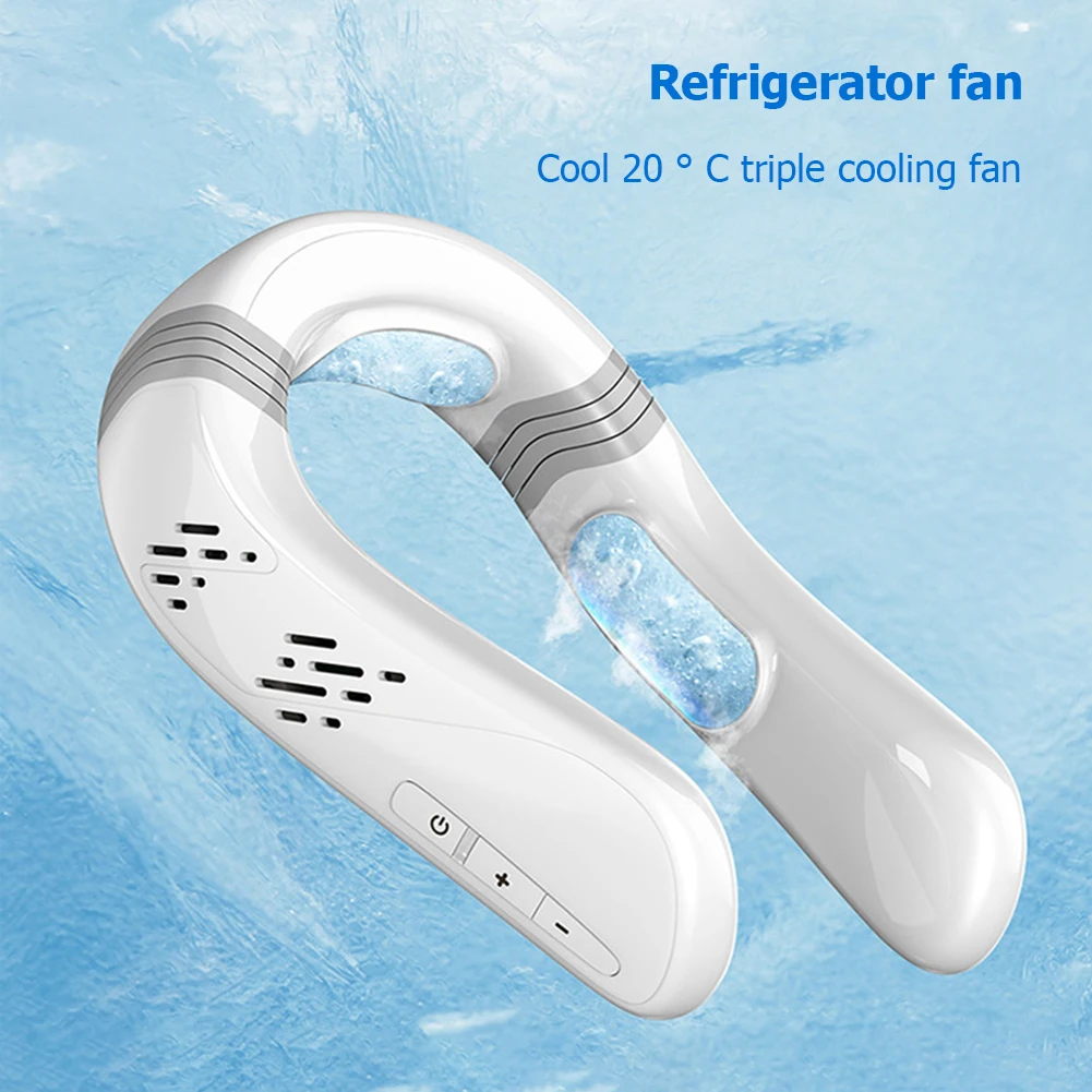 

Hanging Neck Fan Mobile Air Conditioner No Leaf Neckband Portable Fan Cooling Instrument Air Cooler Wearable Neckband Fan Summer
