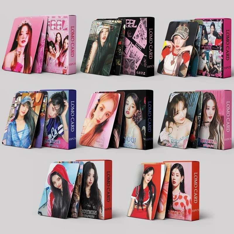 

55pcs/set Kpop GIDLE 4th ANNIVERSARY Album YUQI Lomo Cards (G)I-DLE Girls I Burn Photo Card Minnie Postcard Fans Gift MINNIE