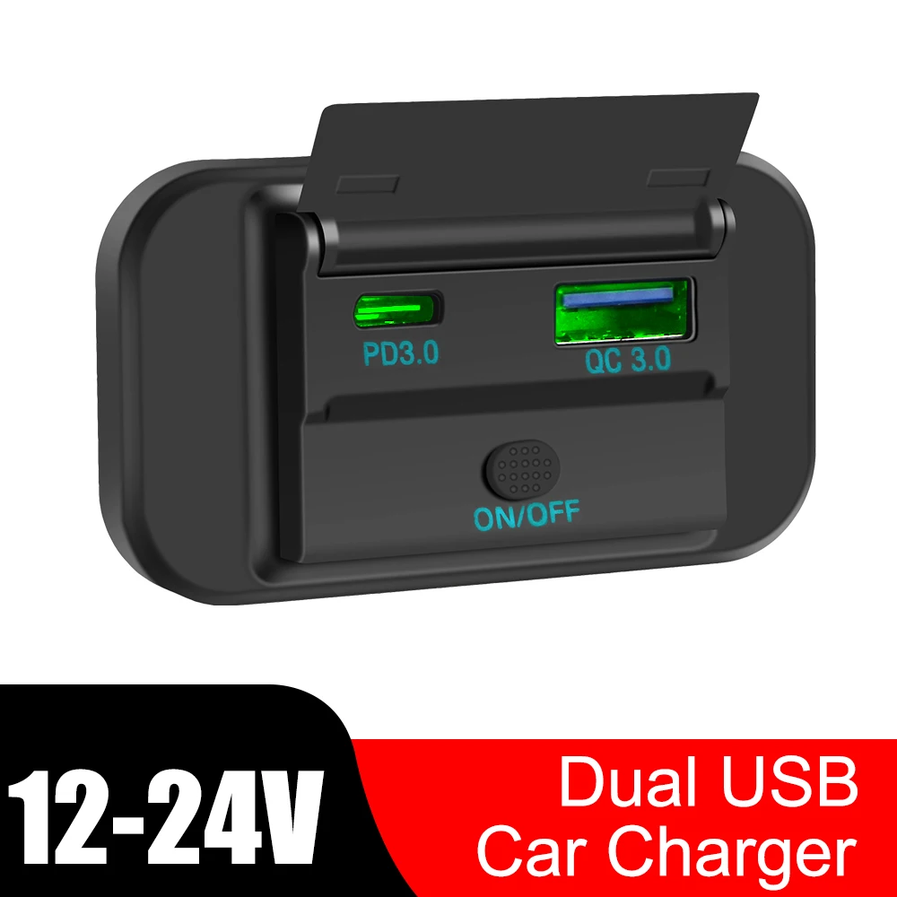 Быстрая зарядка PD 3.0 двойная USB-розетка автомобильное зарядное устройство