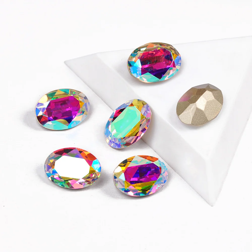 

Блестящие кристаллы AB овальной формы, подвески для ногтей, K9, стеклянные Необычные камни разных размеров, искусственные ногти для 3D дизайна ногтей, аксессуары