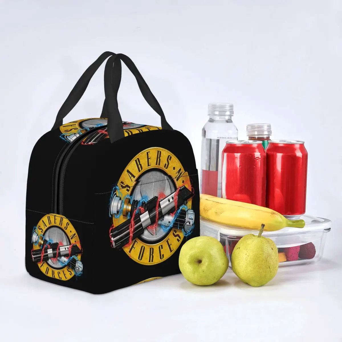 Guns N Roses Lightsaber Merch Lunch Bag Portable Insulated Canvas Cooler Bag Thermal Food Picnic Lunch Box images - 6