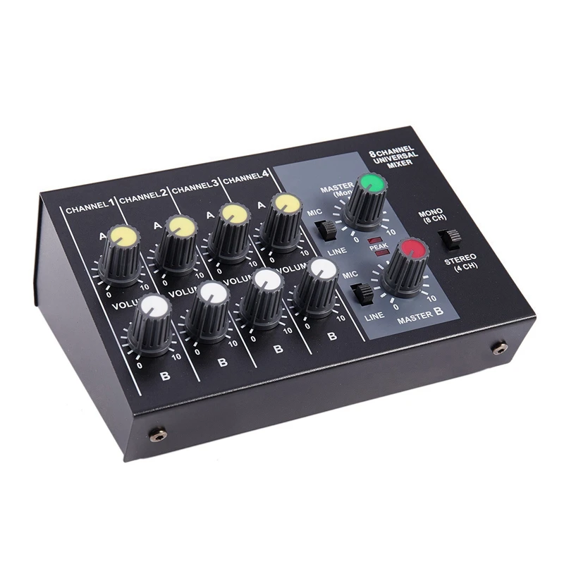 

Mixing Console 8 Channel Panel Musical Microphone Sound Mixer Digital Adjusting Stereo Us Plug