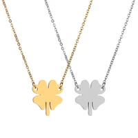 stainless steel simple clover necklaces pendants lucky gold leaves plant chain necklace for women jewelry gifts