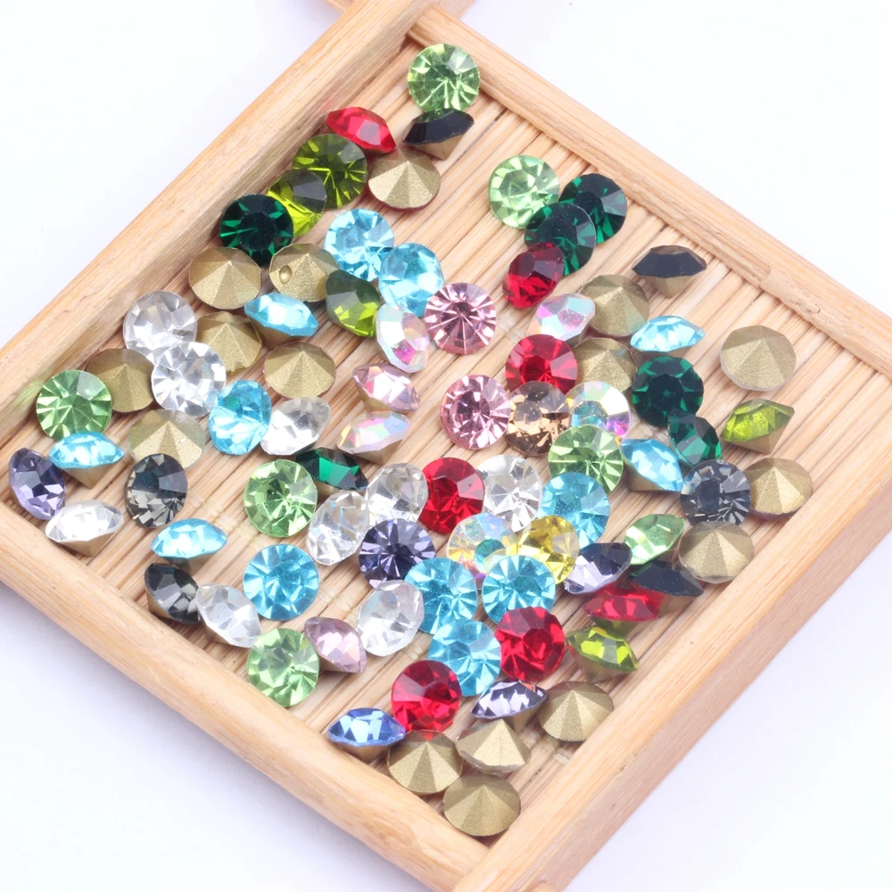 

ss30 288Pcs Glass Crystal Many Colors Point Back Rhinestone Beads Glue On Round Shape Handimade Craft Ornament Diy Trimming