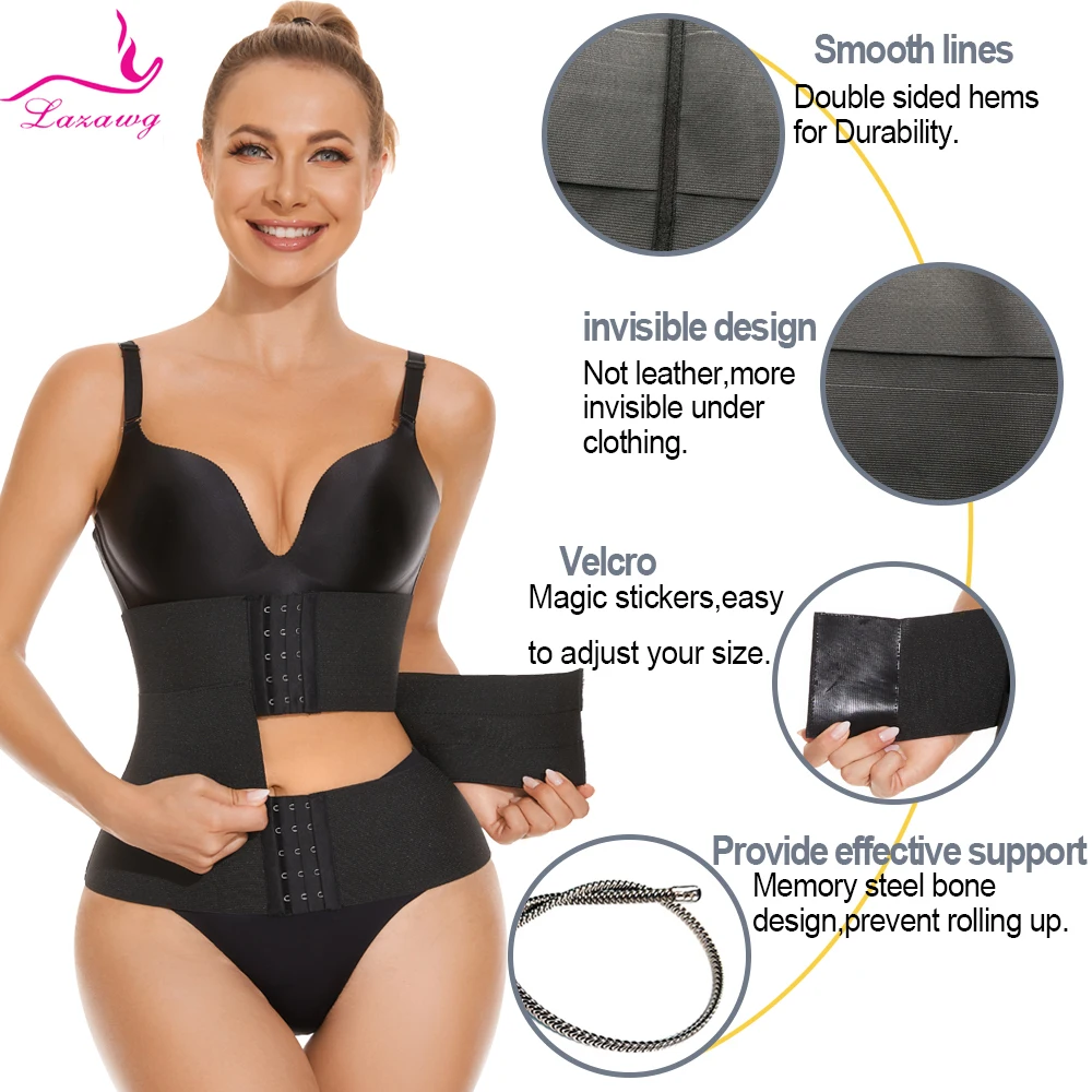 LAZAWG Waist Trainer Belt Wrap Neoprene Sweat Sauna Body Shaper Modeling Belly Strap Women Tummy Slimming Fat Burn Trimmer