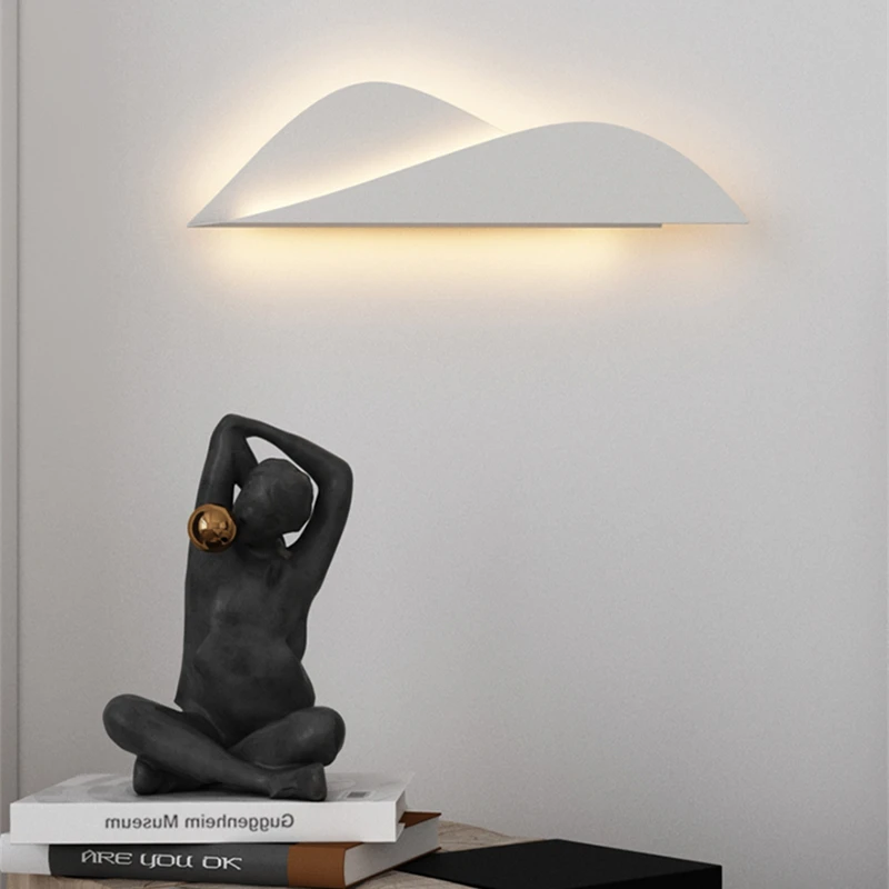 

Nordic Geometric Wall Lamp Modern White Creative Auspicious Cloud Wall Lamp Bedroom Bedside Corridor Indoor LED Lighting Sconce