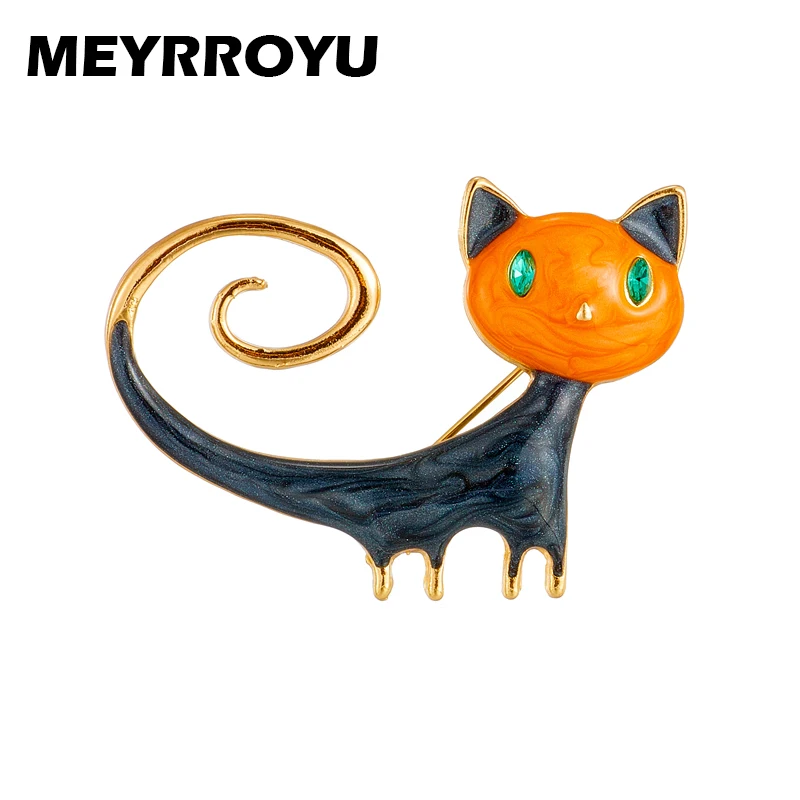 

MEYRROYU Long Tail Cat Brooch Woman Zinc Alloy Material Cute Style Women's Brooches Lovely Girl's Jewelry on Bags Clothes