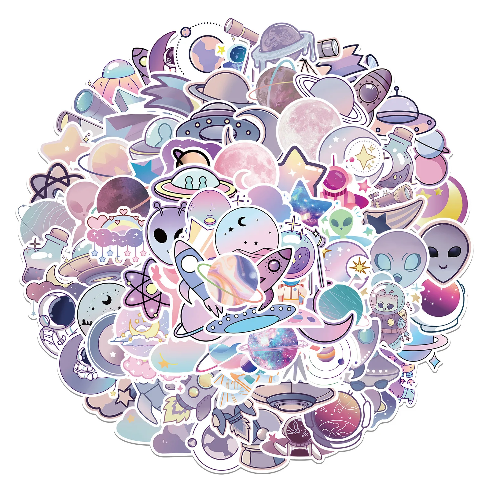 

100pcs Cartoon Purple Planet stickers Graffiti Decal For Snowboard Laptop Luggage Car Fridge Car-Styling Vinyl Home stickers