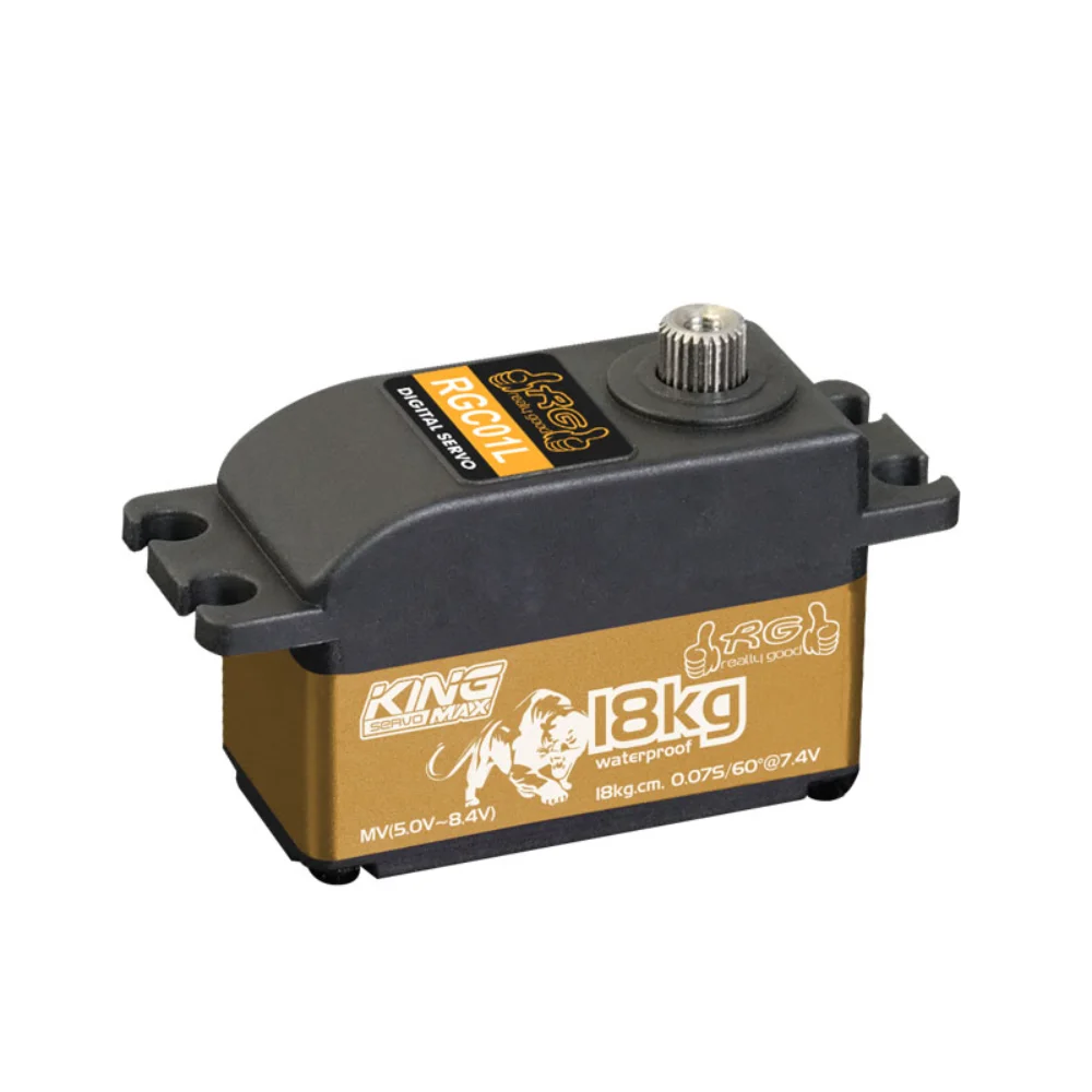 

Kingmax RGC01L 58g 18kg.cm@7.4V High-voltage Digital Waterproof Metal Gears Low Profile Servo for 1/10 1/8 Electric Flat Running