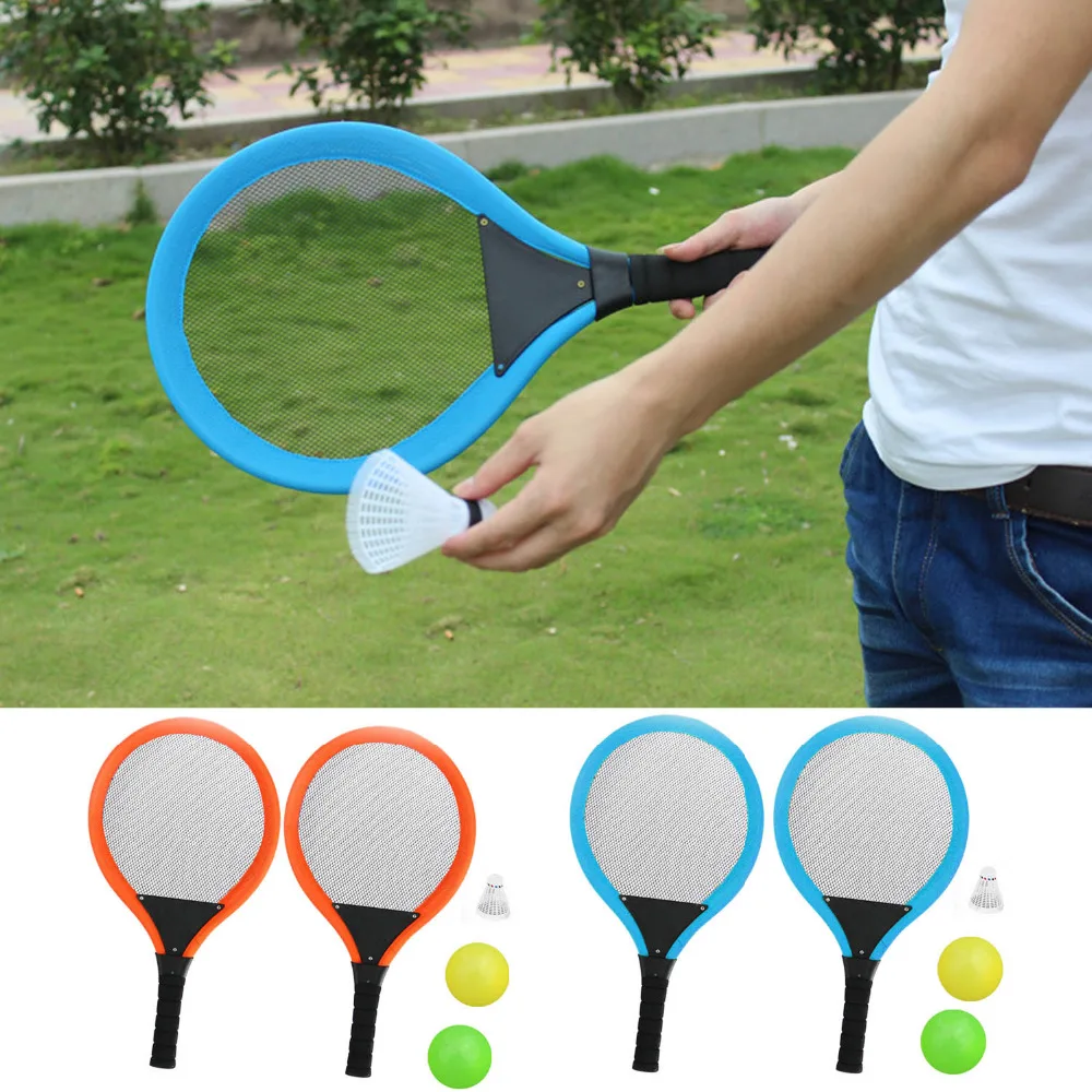 

1 Pair Kids Funny Outdoor Sports Game Toys Tennis Racquet Badminton Rackets with 2pcs Balls 1pcs Shuttlecock for Kid Children