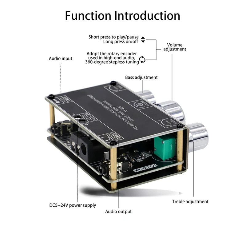 Плата декодера XY-BDT Bluetooth 5.1 двухканальный стерео модуль высокого и низкого тона