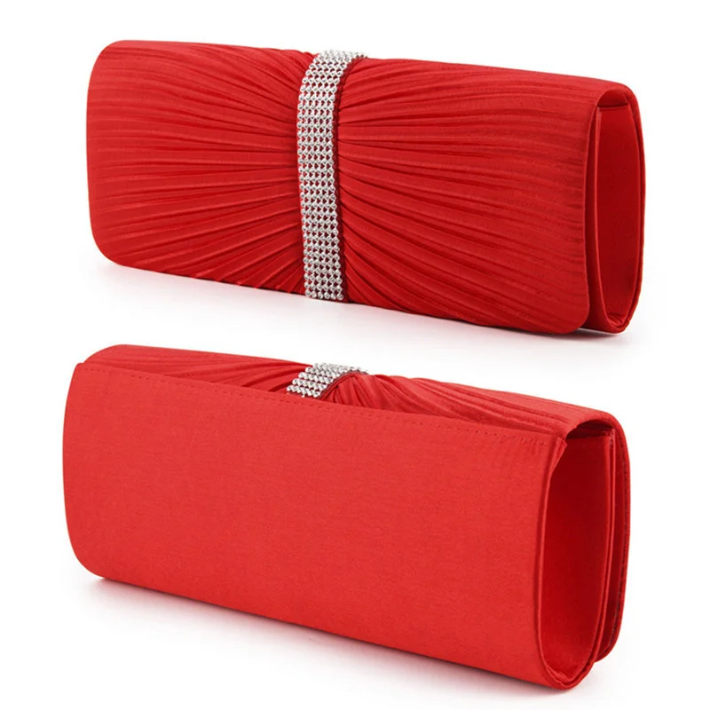 

Women's Pleated Glass Diamond Evening Bags Wedding Party Clutch Bag Clutch Evening Envelope Fashion Shoulder HandBag
