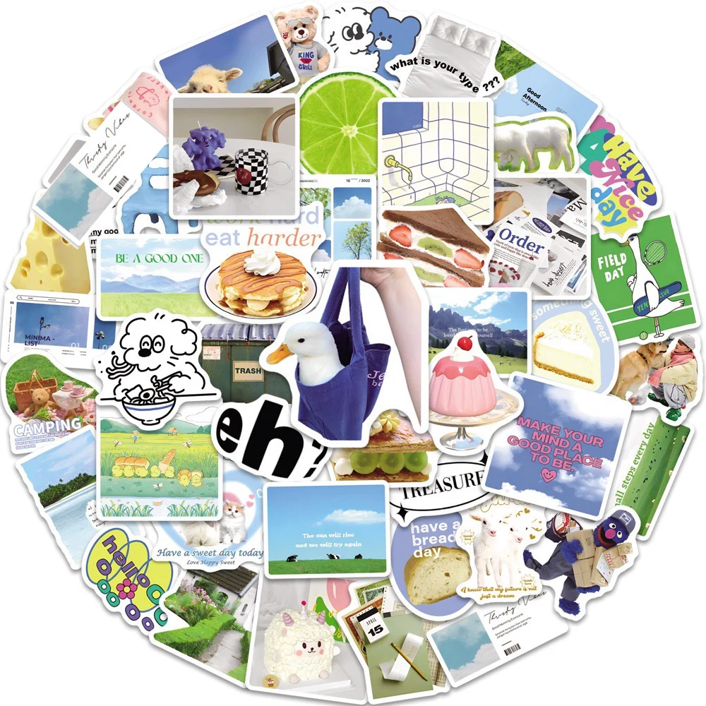 

10/30/50pcs Ins Style Summer Simple Fresh Sticker Aesthetic Cute Decals Toys Suitcase Skateboard Laptop Luggage Bike DIY Sticker