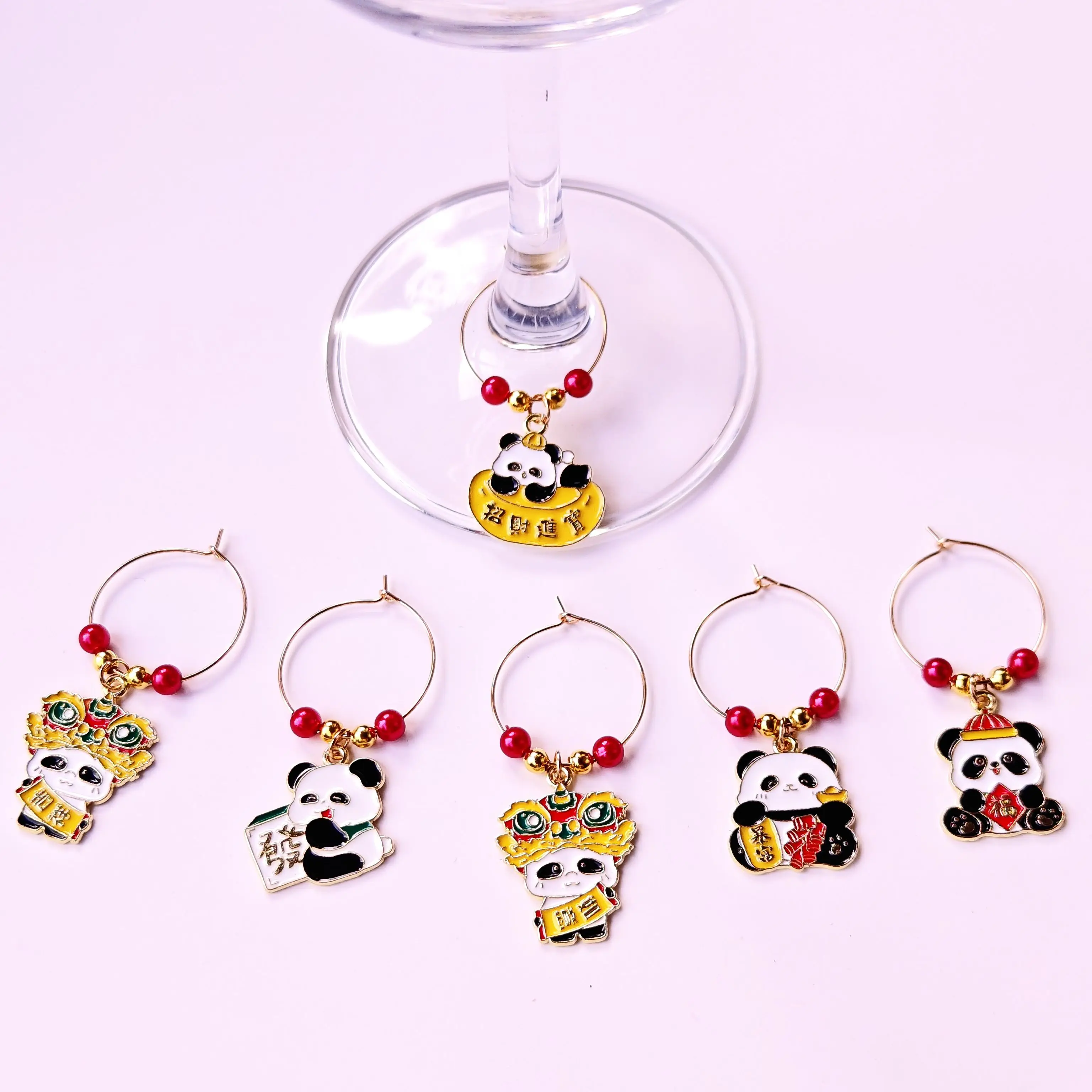 12 шт. новые подвески для вина китайский стиль панда маркеры бокалов лунный Новый