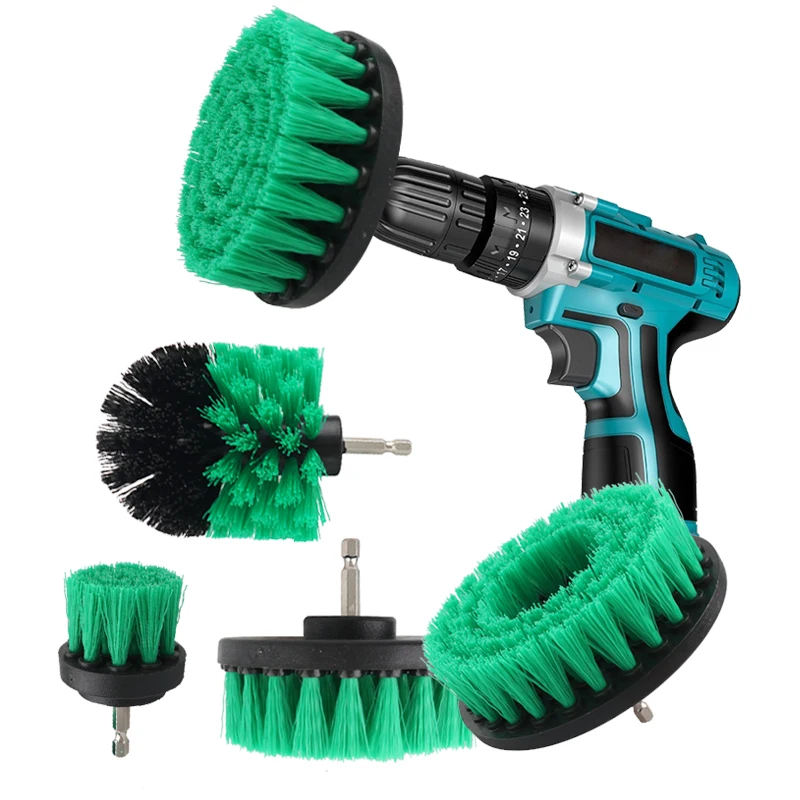 2/3.5/4/'' Brush Attachment Set Power Scrubber Drill Brush Polisher Bathroom Cleaning Kit with Extender Kitchen Cleaning Tools