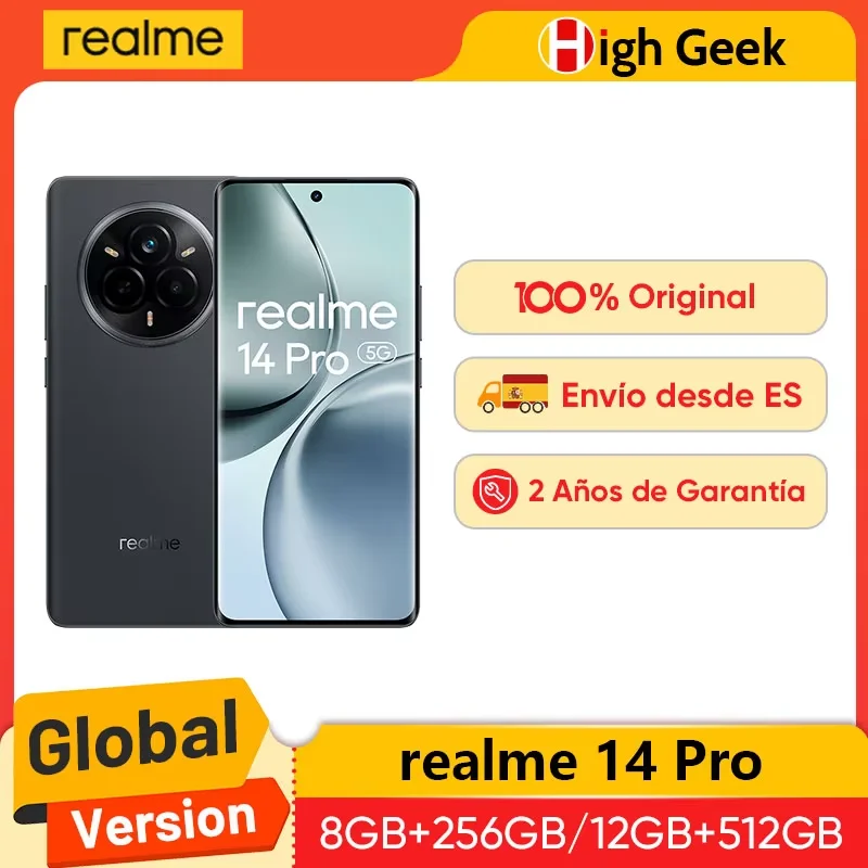 Global Version realme 14 Pro 5G Smartphone 50MP Sony IMX882 OIS Camera Dimensity 7300 Energy 120Hz Curved Vision Display IP69