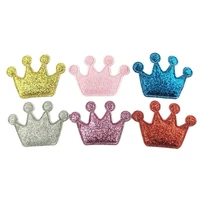 100pcslot crown shape glitter 6 colors padded appliqued for diy handmade kawaii children hair clip accessories hat shoes