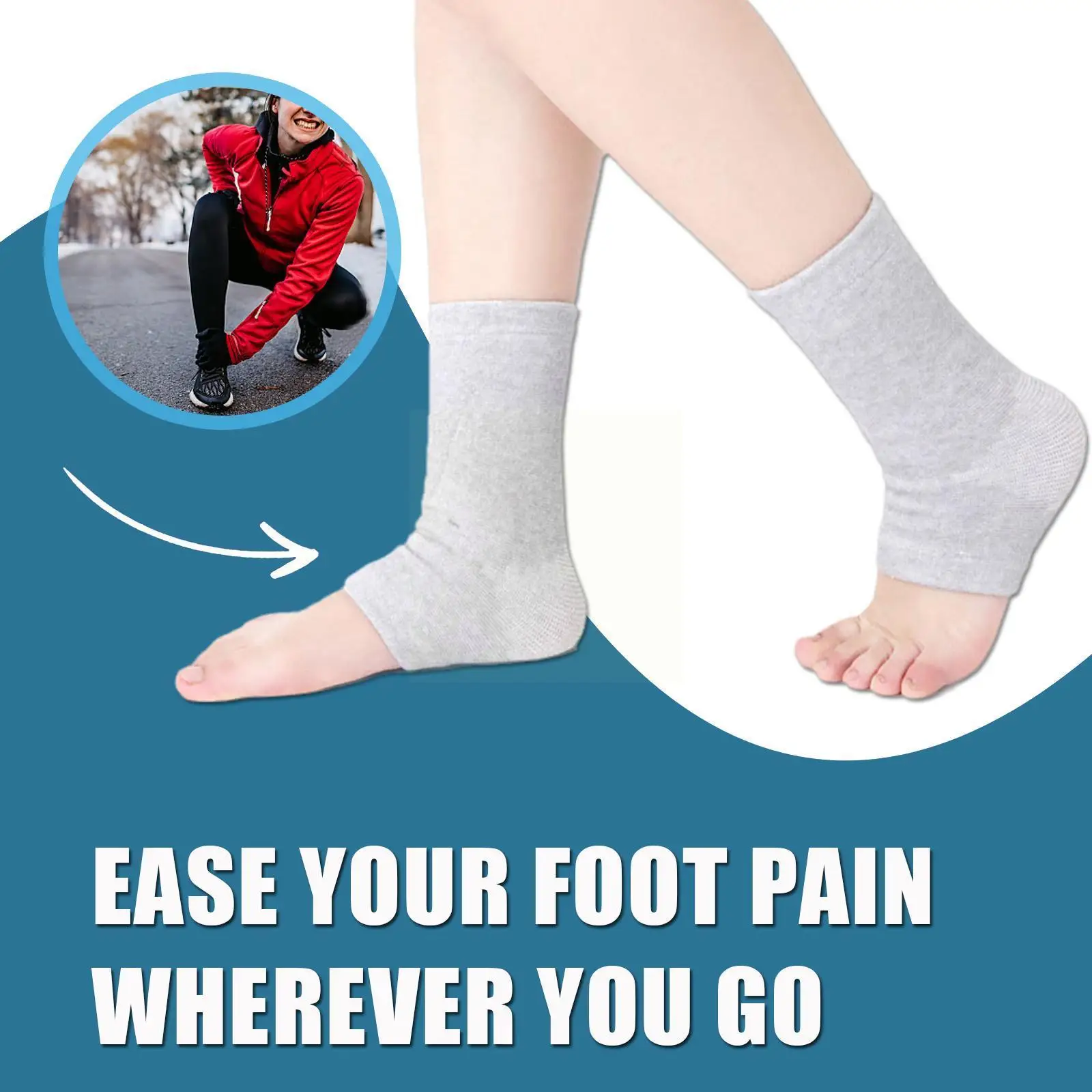 

1 Pair Compress Bamboo Foot Sleeves Multipurpose Anti-fatigue Non-slip Bamboo Foot Sleeves For Women Leg Foot So T8x3