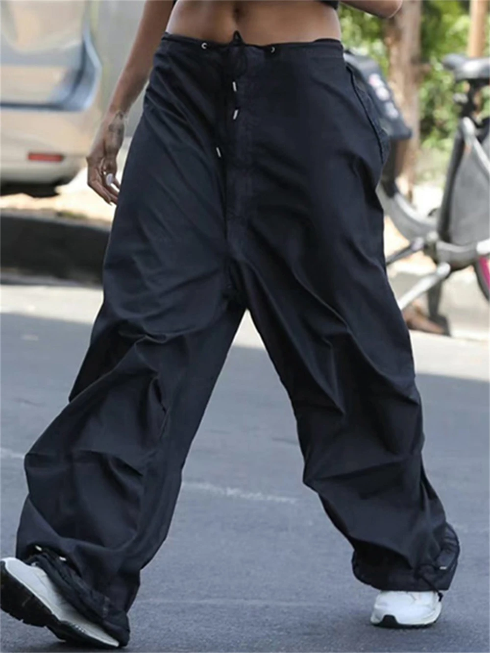 

Drawstring Casual Baggy Pants Women Low Rise Korean Fashion Solid Gray Sweatpants Female Vintage Y2k Loose Casual Trousers