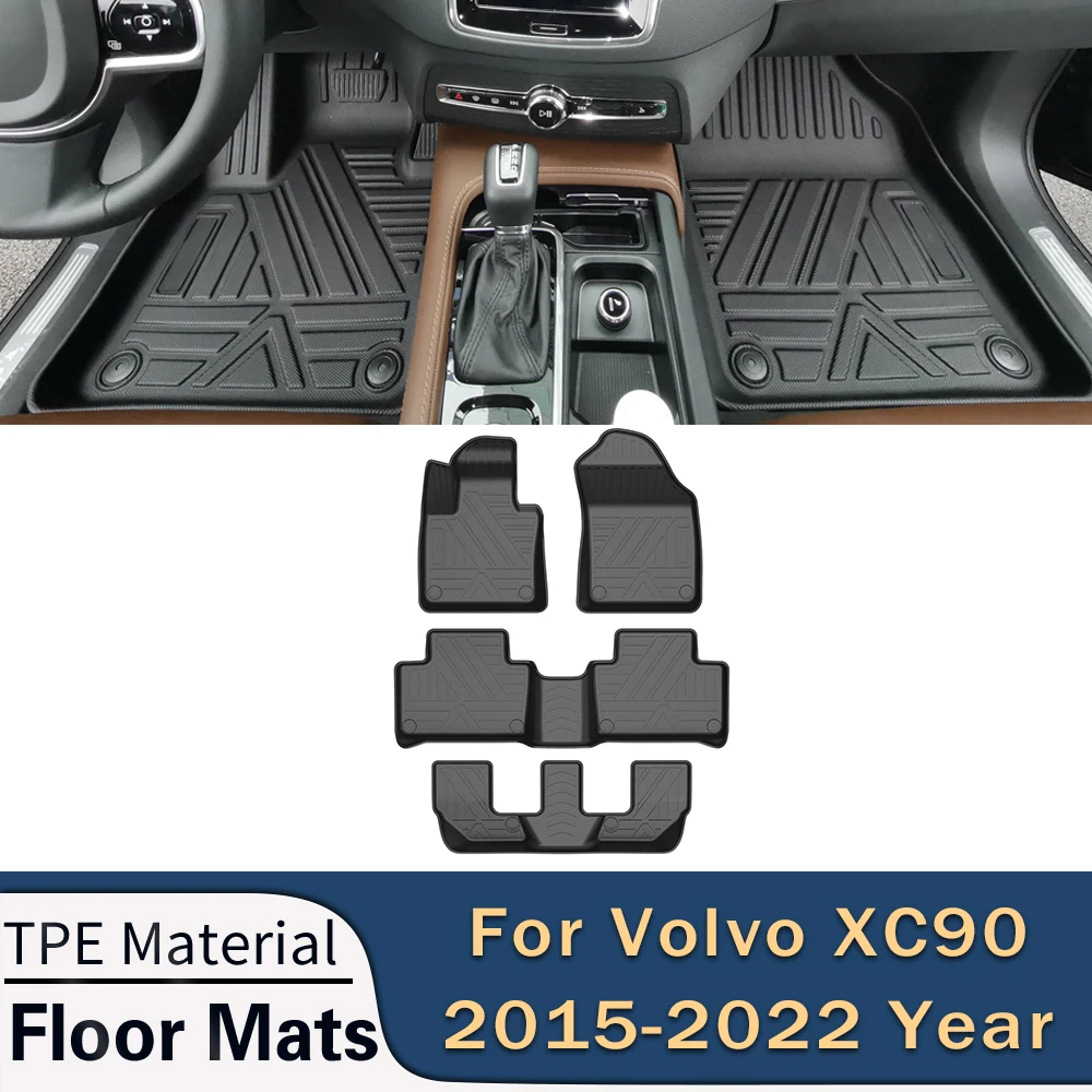 

For Volvo XC90 2015-2022 Car Floor Mats All-Weather TPE Non-slip Foot Mats Cargo Liner Pad Waterproof Trunk Tray Mat Accessories