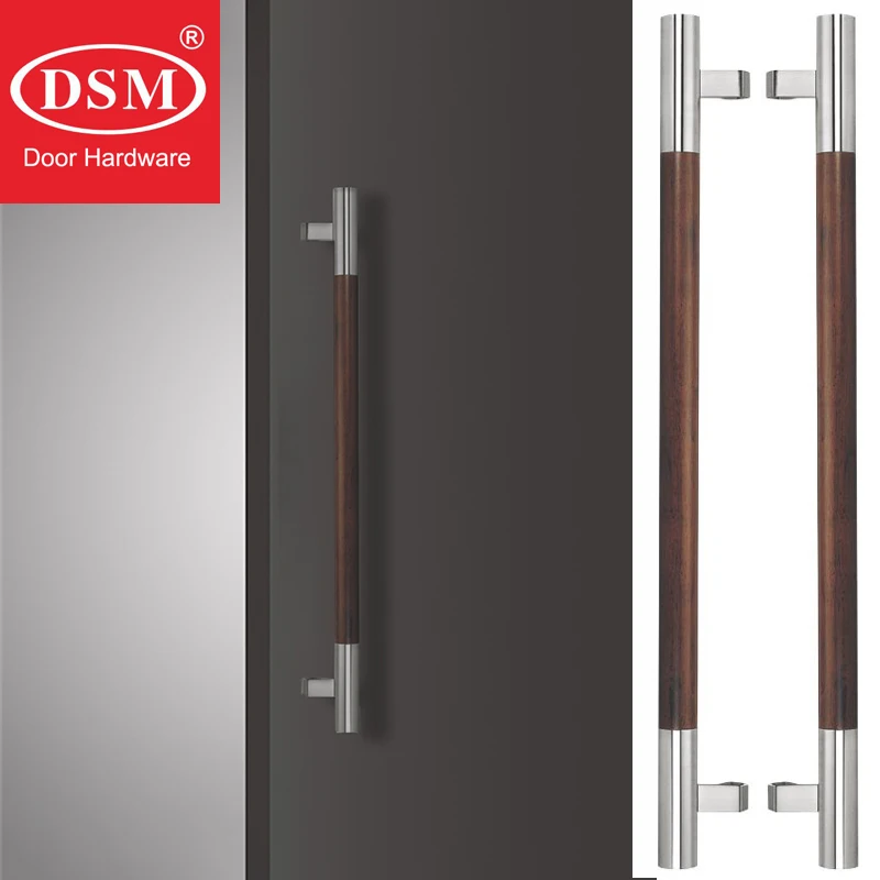 

800mm Black Solid Wood Entrance Door Pull Handle Made of 304 Stainless Steel Peach Wood Available For All kinds Of Doors PA-202