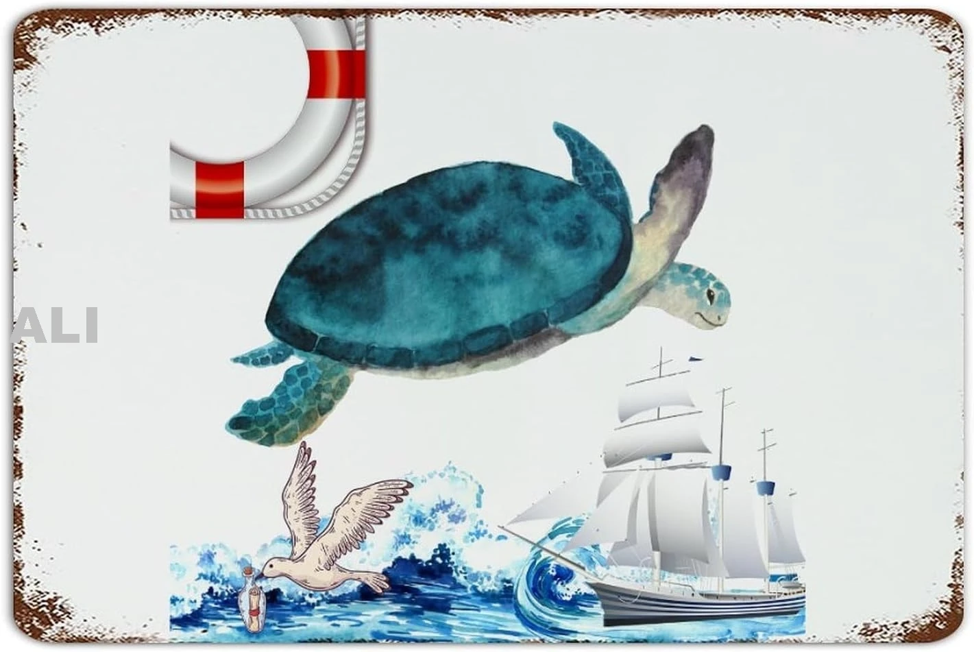 Океан пляж морская тема черепаха деревенские металлические знаки уличные