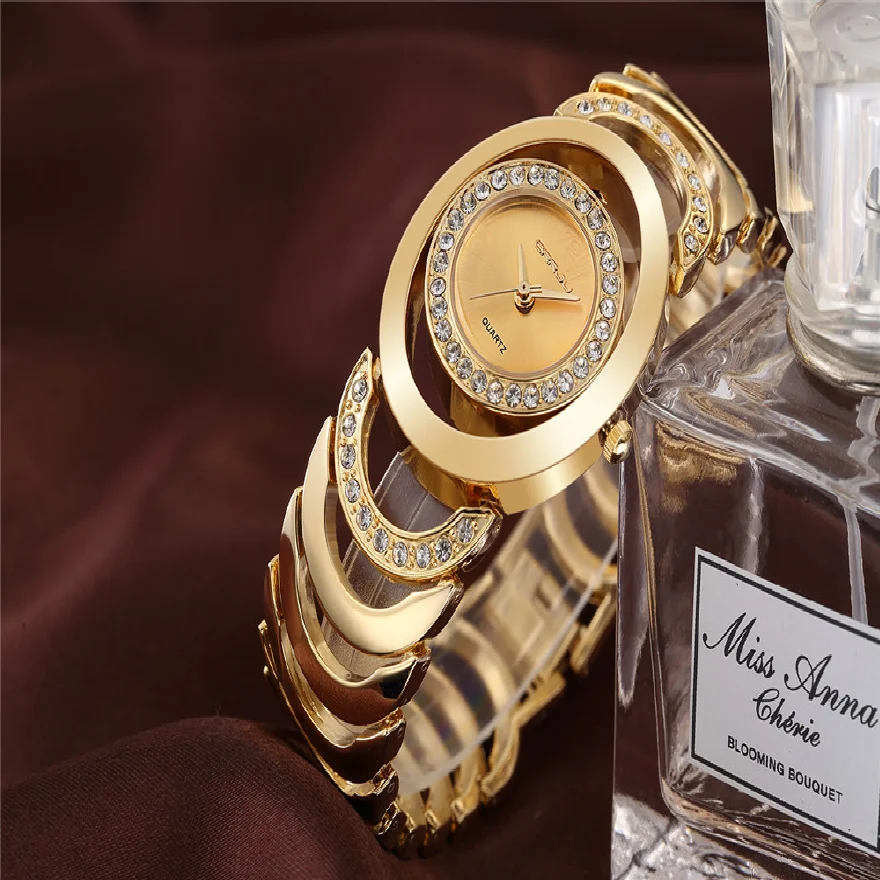 Gold Watch Women Luxury Brand bracelet Ladies Quartz-Watch Gifts For Girl Full Stainless Steel Rhinestone wristwatches whatch enlarge