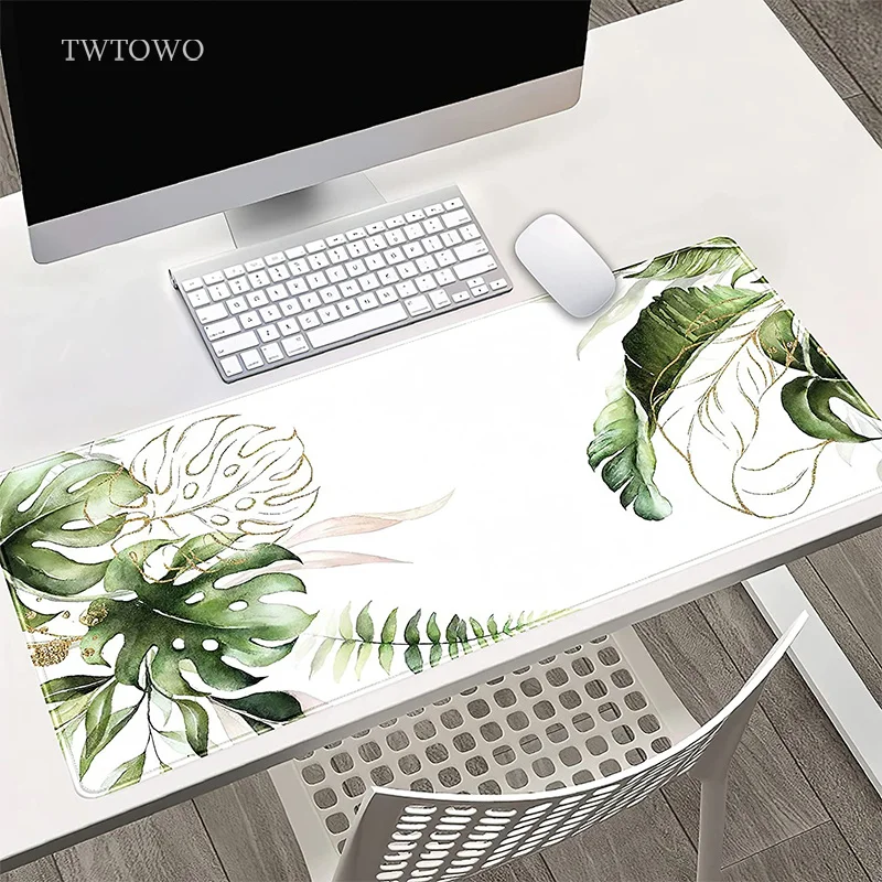 Green Plant Leaves Mouse Pad Gamer XL Custom Home Large Mousepad XXL Desk Mats Soft Natural Rubber Carpet Office Mouse Mat