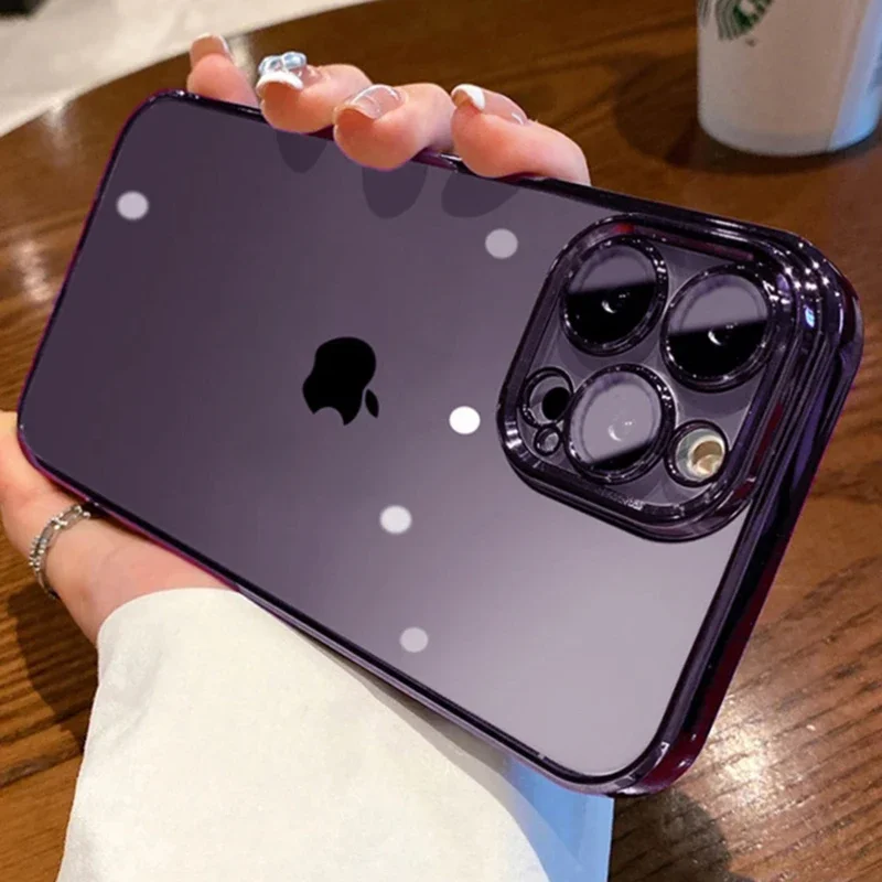 Роскошный высококачественный прозрачный чехол с покрытием для телефона iPhone 15 14