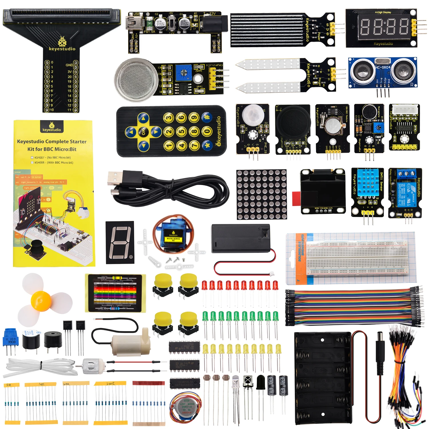 

Программируемый набор Keyestudio STEM Microbit V2, полный стартовый набор для BBC Micro:bit с учебным пособием + 45 проектов (без микробит)