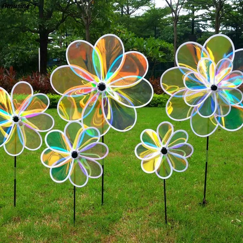 

1Pc Plastic Sunflower Windmill Pinwheel Colourful Sequins Foldable Windmill Carry Camping Picnic Home Garden Decoration