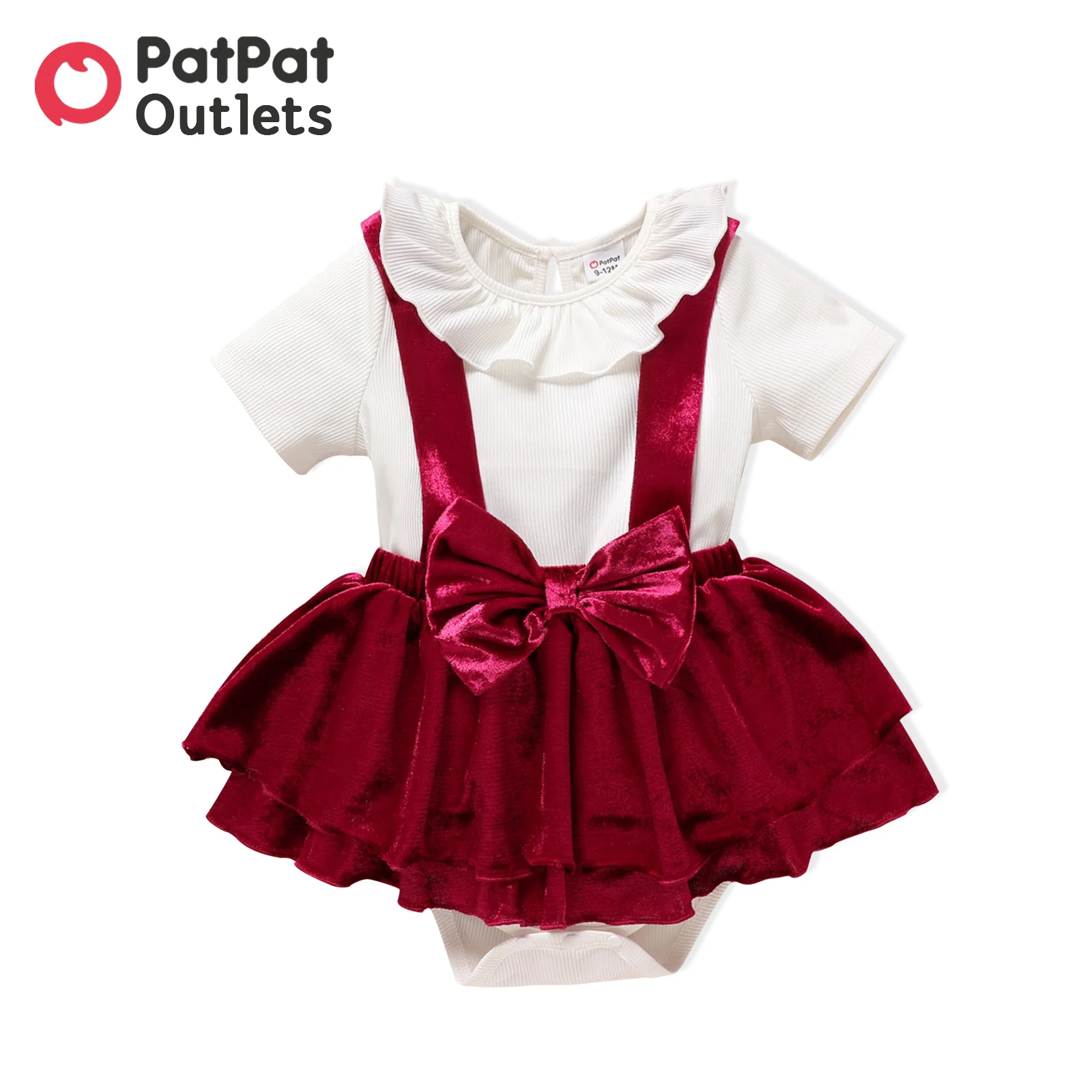 

PatPat luxury Party Wedding Dress 2pcs Party Dresses Summer Newborn Baby Girl Clothes Velvet Suspender Skirt Set Birthday