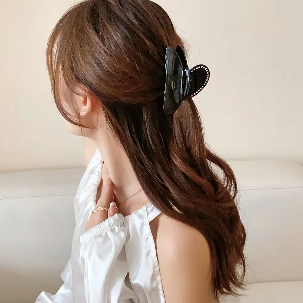 

New Acetate Crystal Heart Hair Claw Hair Clips Zircon Shark Clips Elegant Girls Y2k Style Hairpins Korean Women Headdress