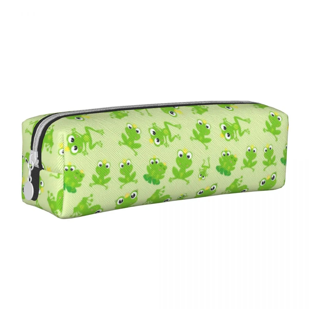 

Милый квадратный карандаш в виде лягушки, искусственная зеленая животная печать, винтажный кожаный пенал, назад в школу, органайзер для ручек на молнии для мальчиков и девочек