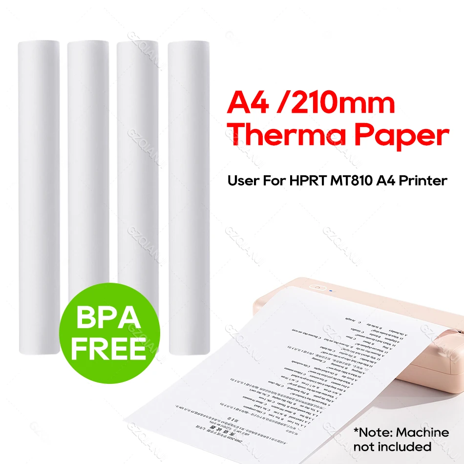 2PCS HPRT MT810 A4 Thermal Paper Roll for MT810 Thermal Printer BPA-free 10 Image Long-lasting for Photo Picture PDF File