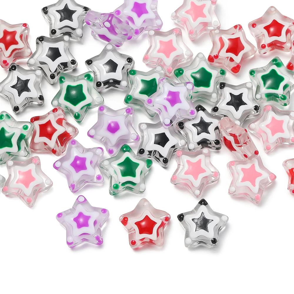 5 шт./лот стеклянные бусины со звездами красочные ручная роспись свободные