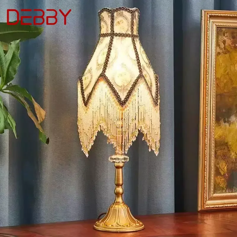 

DEBBY French Tassels Table Lamp American Retro Living Room Bedroom Villa European Pastoral Creative Desk Light